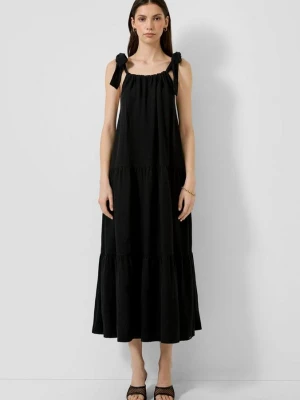Lniana sukienka maxi QS czarny