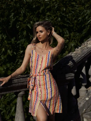 Lniana sukienka mini Tutti Frutti XS/S