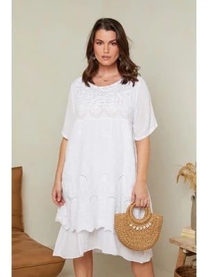 Curvy Lady Lniana sukienka w kolorze białym rozmiar: 40/42