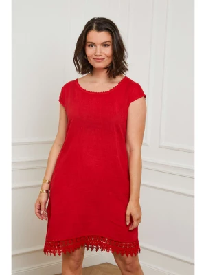 Curvy Lady Lniana sukienka w kolorze czerwonym rozmiar: 48/50