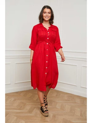 Curvy Lady Lniana sukienka w kolorze czerwonym rozmiar: 44/46