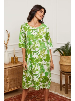 La Compagnie Du Lin Lniana sukienka w kolorze zielono-białym rozmiar: S