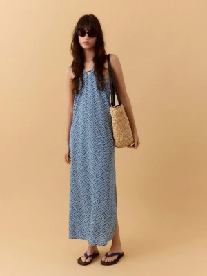 Lniana sukienka z dekoltem halter granatowy - Dziewczyna - - MANGO TEEN