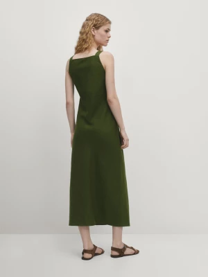 Lniana Sukienka Z Dekoltem Halter - Zielony - - Massimo Dutti - Kobieta