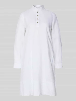 Lniana sukienka ze stójką i krótką listwą guzikową Christian Berg Woman