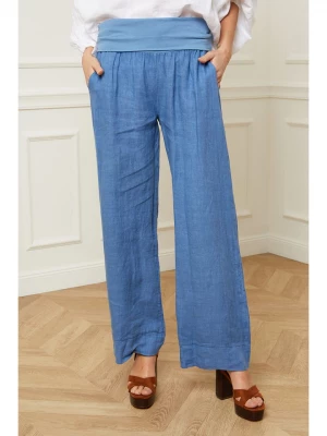 La Compagnie Du Lin Lniane spodnie "Astrid" w kolorze niebieskim rozmiar: L