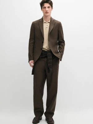 Lniane Spodnie Garniturowe - Brązowy - - Massimo Dutti - Mężczyzna
