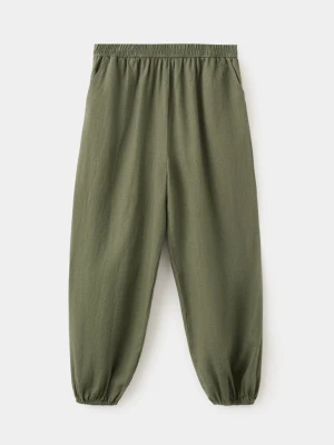 Lniane spodnie haremki khaki - Dzieci - lata - MANGO KIDS