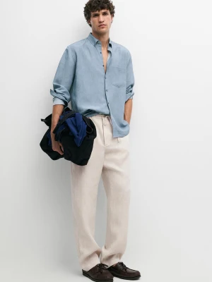 Lniane Spodnie Jogger - Surowy - Massimo Dutti - Male
