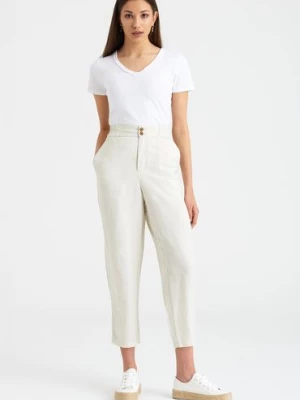 Lniane Spodnie klasyczne damskie białe Greenpoint