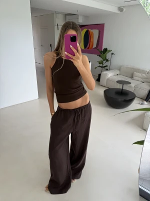 LNIANE SPODNIE LARGE MOCHA WŁOCHY
