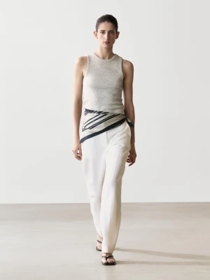 Lniane Spodnie Od Garnituru - Biały Złamany - - Massimo Dutti - Kobieta