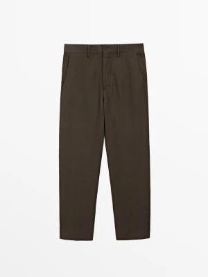 Lniane Spodnie Od Garnituru - Brązowy - - Massimo Dutti - Mężczyzna