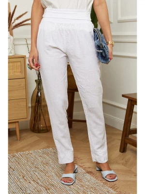 Rodier Lin Lniane spodnie "Provence" w kolorze białym rozmiar: XL/XXL