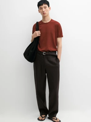 Lniane Spodnie Total Look - Brązowy - Massimo Dutti - Male