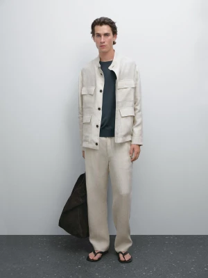 Lniane Spodnie Total Look - Surowy - - Massimo Dutti - Mężczyzna