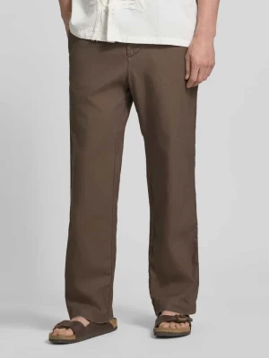 Lniane spodnie z elastycznym pasem i kieszeniami w szwach bocznych GAP