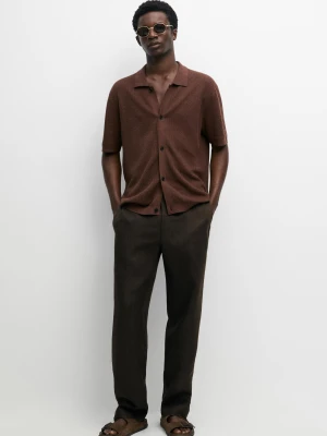 Lniane Spodnie Z Gumką W Pasie - Brązowy - Massimo Dutti - Male