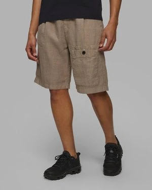 Lniane Szorty Męskie C.p. Company Linen Sack Cargo Khaki CP Company