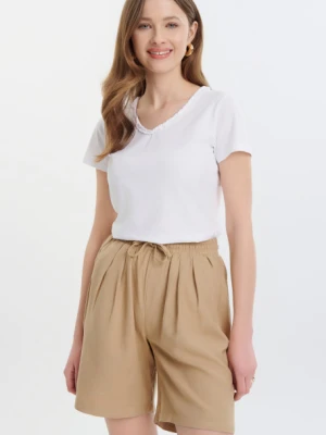 Lniane szorty z troczkami beż Greenpoint
