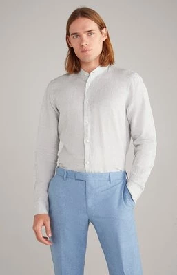 Lniano-bawełniana koszula Pebo w kolorze jasnoszarym z efektem melanżu Joop