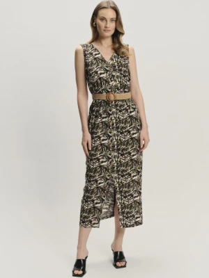 Lniano-wiskozowa sukienka z wycięciem na plecach Greenpoint