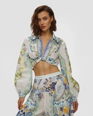 Lniany Top Damski Wiązany Camilla