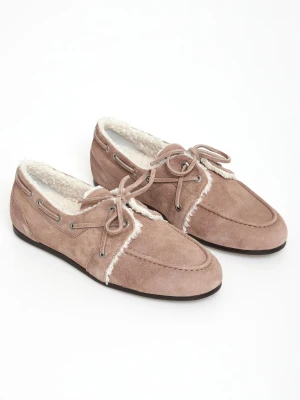 Loafersy damskie zamszowe z futerkiem PESERICO
