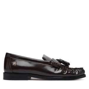 Loafersy Tommy Hilfiger Tassel Abrasivato FW0FW09460 Brązowy ciemny