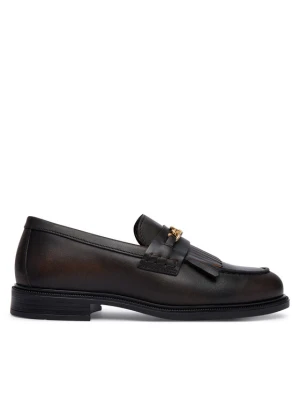 Loafersy Tommy Hilfiger Th Chain Fringe Leather Loafer FW0FW09668 Brązowy ciemny