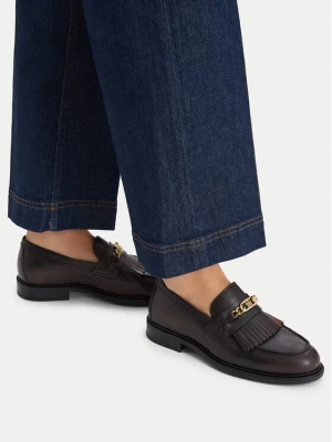 Loafersy Tommy Hilfiger Th Chain Fringe Leather Loafer FW0FW09668 Brązowy ciemny