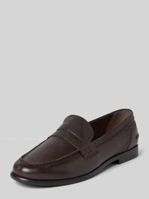 Loafersy z fakturowanej Skóra Model 'FIONA' Marc O'Polo Ciemnobrązowy