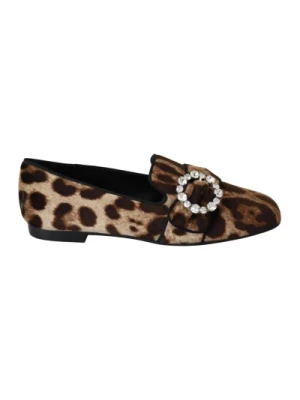 Loafersy z kryształkami w leopardzie Dolce & Gabbana