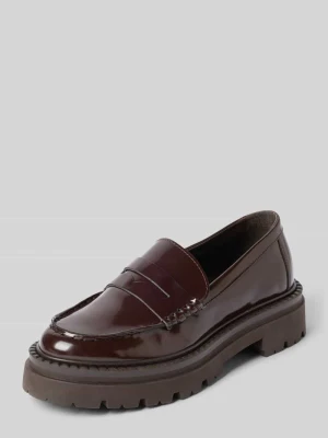 Loafersy z materiał skóropodobny model 'Katja' Steve Madden Ciemnobrązowy