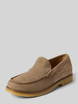 Loafersy z naturalna skóra bydlęca model 'Kope_Mocc_sdd' Boss Beżowy