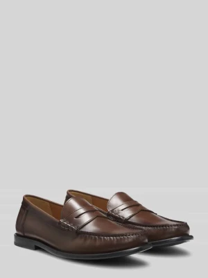 Loafersy z naturalnej skóry Boss Ciemnobrązowy