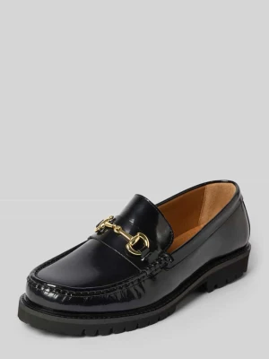 Loafersy z naturalnej skóry bydlęcej model 'HUGO' Selected Czarny