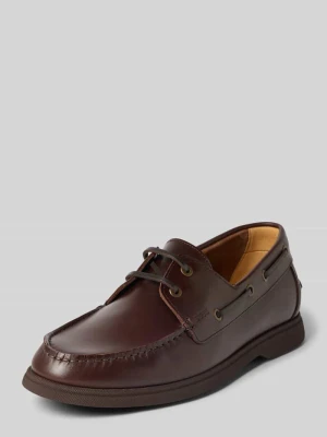 Loafersy z naturalnej skóry bydlęcej model 'Sienne_Slon_pllt' Boss Ciemnobrązowy