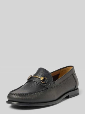 Loafersy z naturalnej skóry bydlęcej model 'TEVAN' Boss Czarny