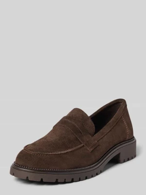 Loafersy z naturalnej skóry bydlęcej Tamaris Ciemnobrązowy