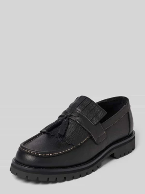 Loafersy z naturalnej skóry model 'HOLGER' Selected Czarny