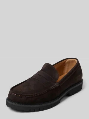 Loafersy z naturalnej skóry model 'HUGO' Selected Ciemnobrązowy