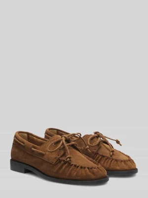 Loafersy z naturalnej skóry model 'Lycia' Boss Średniobrązowy