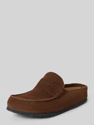 Loafersy z naturalnej skóry model 'Naples' Birkenstock Ciemnobrązowy