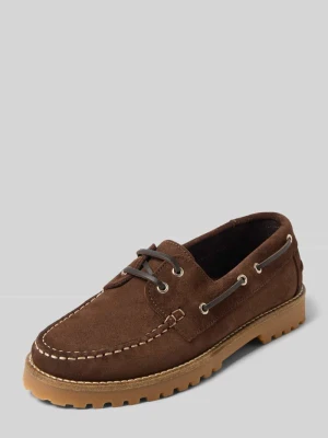 Loafersy z naturalnej skóry w imitacji weluru Bianco