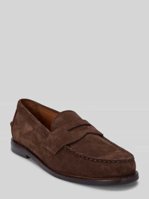 Loafersy z naturalnej skóry welurowej Polo Ralph Lauren Ciemnobrązowy