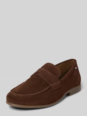 Loafersy z naturalnej skóry z detalem z logo model 'Trip' Bugatti