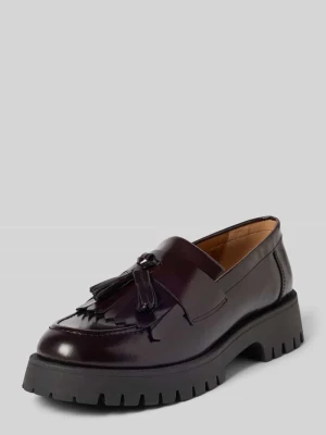 Loafersy z naturalnej skóry z podeszwą na platformie Bianco Bordowy