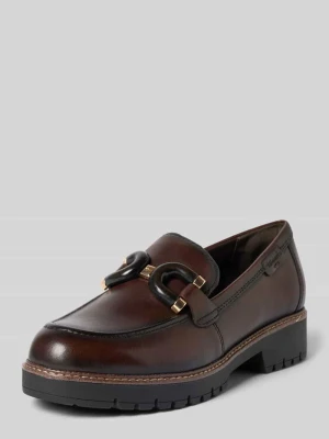 Loafersy z naturalnej skóry z skóry bydlęcej Tamaris Ciemnobrązowy