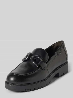 Loafersy z naturalnej skóry z skóry bydlęcej Tamaris Czarny